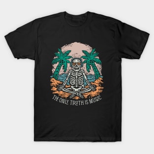 Meditating skeleton vintage hand drawn T-Shirt